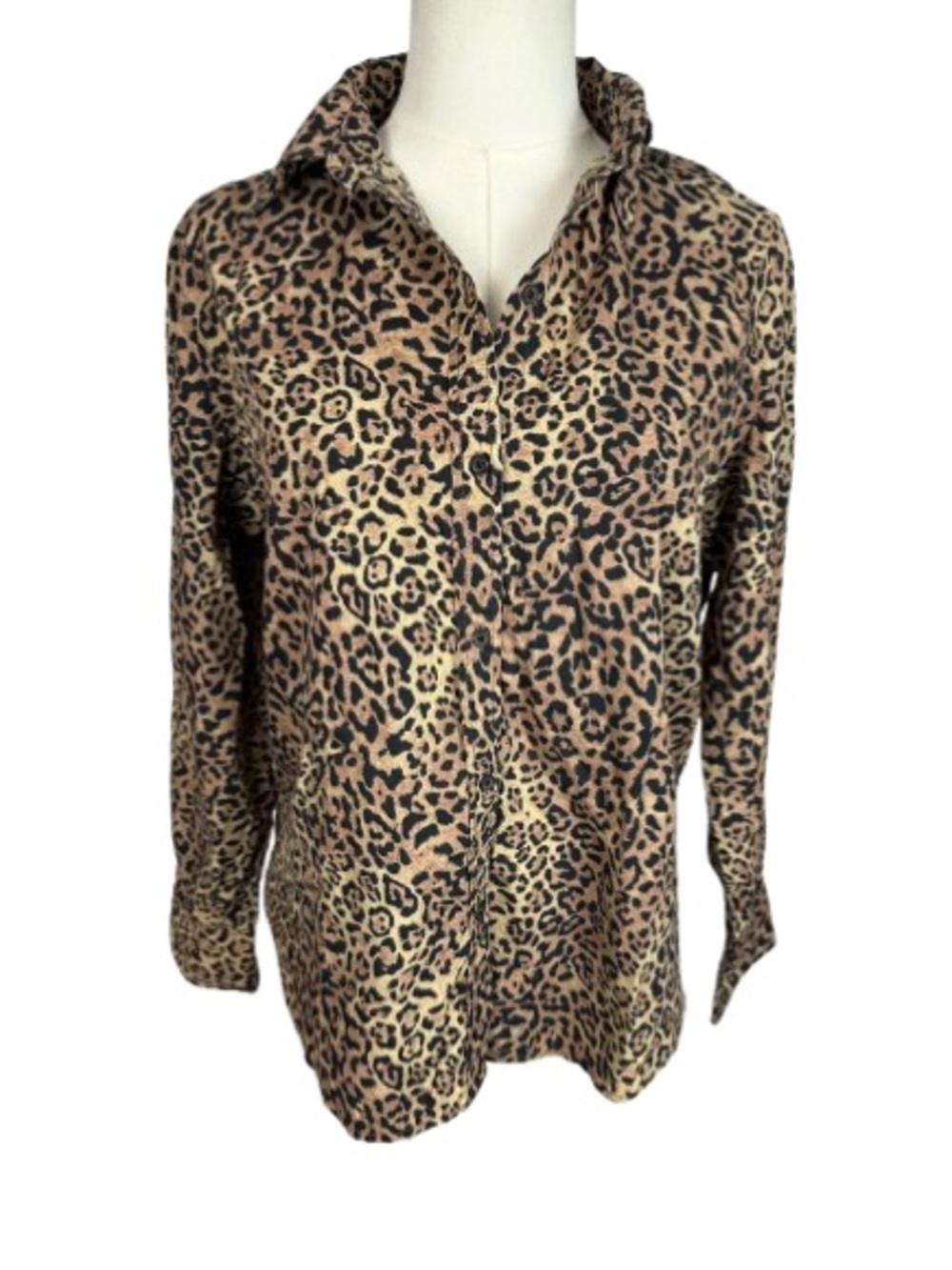 Chaps Classics Leopard Print Button-Up - Tan & Black